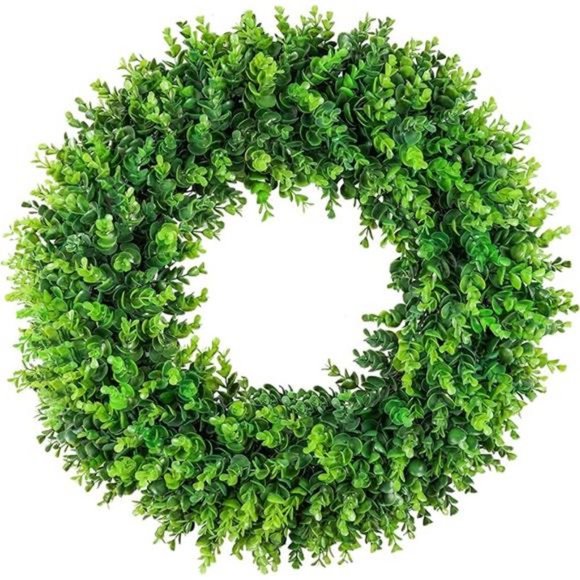 Large Boxwood Artificial Wreath Front Door 24'' for st patrick's day Decoration - Picture 2 of 7